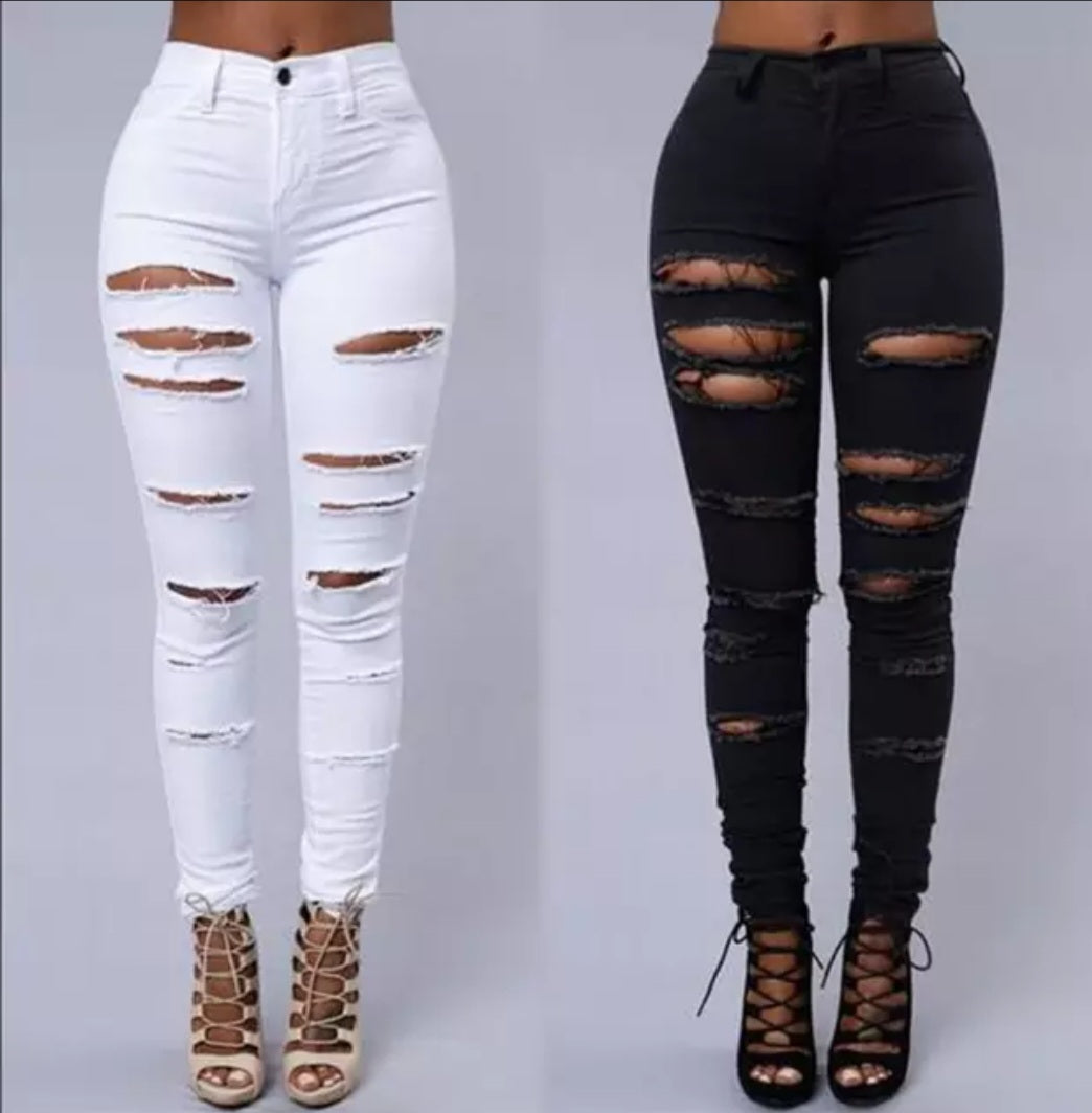 Ripped High Waist Skinny Jeans